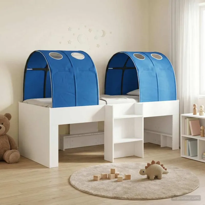 Lovos su Tuneliu 4 pcs Balta ir mėlyna Apdirbta mediena