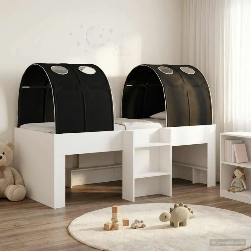 Lovos su Tuneliu 4 pcs Balta ir juoda Apdirbta mediena