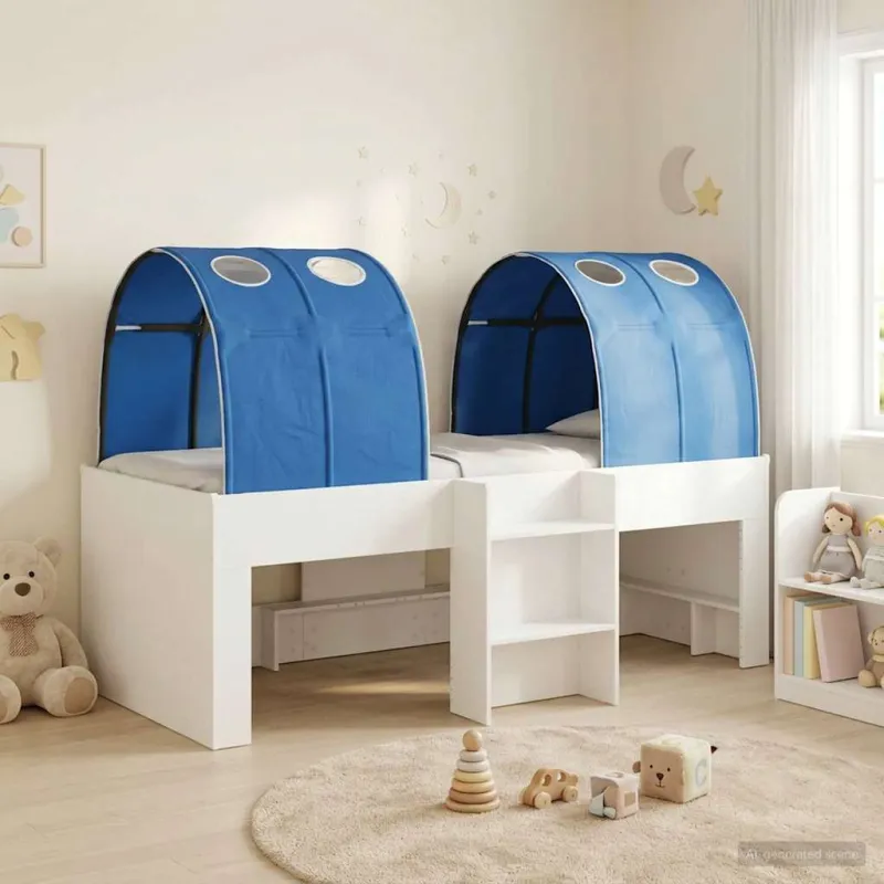 Lovos su Tuneliu 4 pcs Balta ir mėlyna Apdirbta mediena