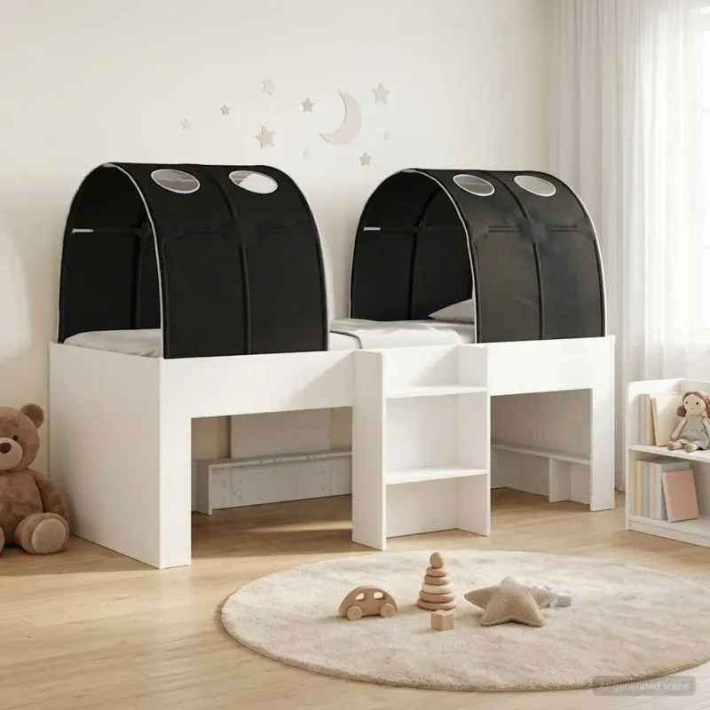 Lovos su Tuneliu 4 pcs Balta ir juoda Apdirbta mediena