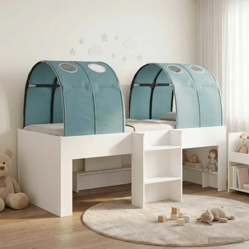 Lovos su Tuneliu 4 pcs Balta ir šviesiai mėlyna