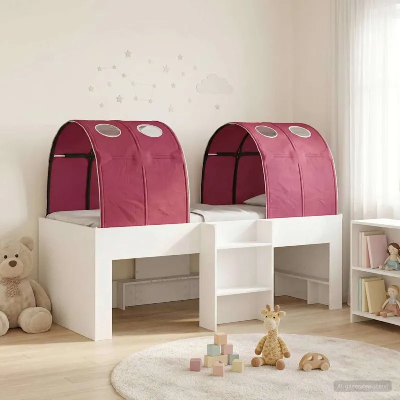 Lovos su Tuneliu 4 pcs Balta ir raudona Apdirbta mediena