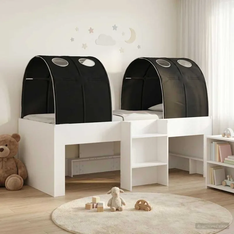 Lovos su Tuneliu 4 pcs Balta ir juoda Apdirbta mediena