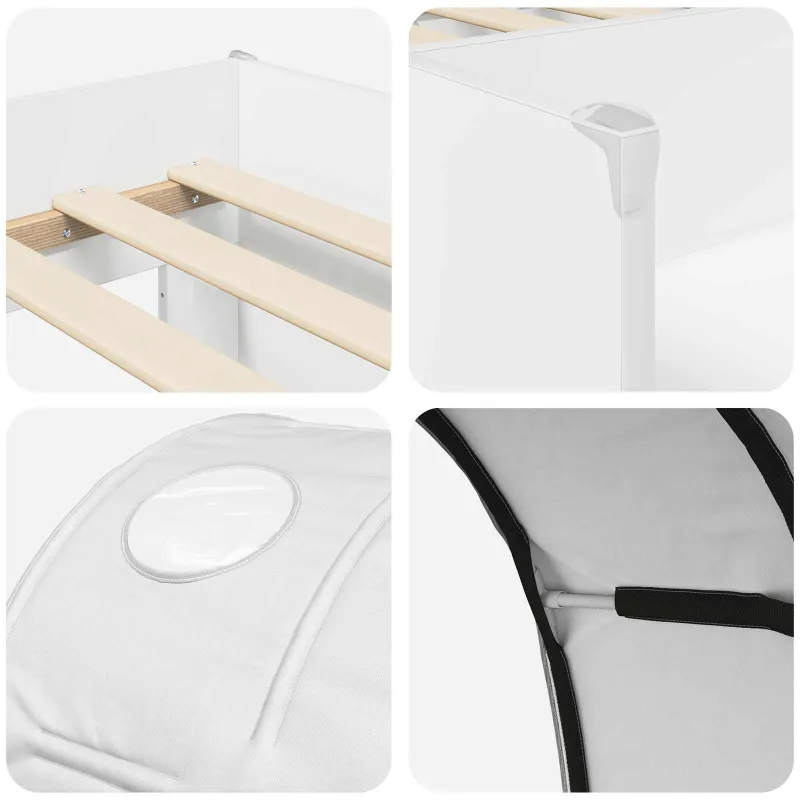 Lovos su Tuneliu 4 pcs Balta Apdirbta mediena