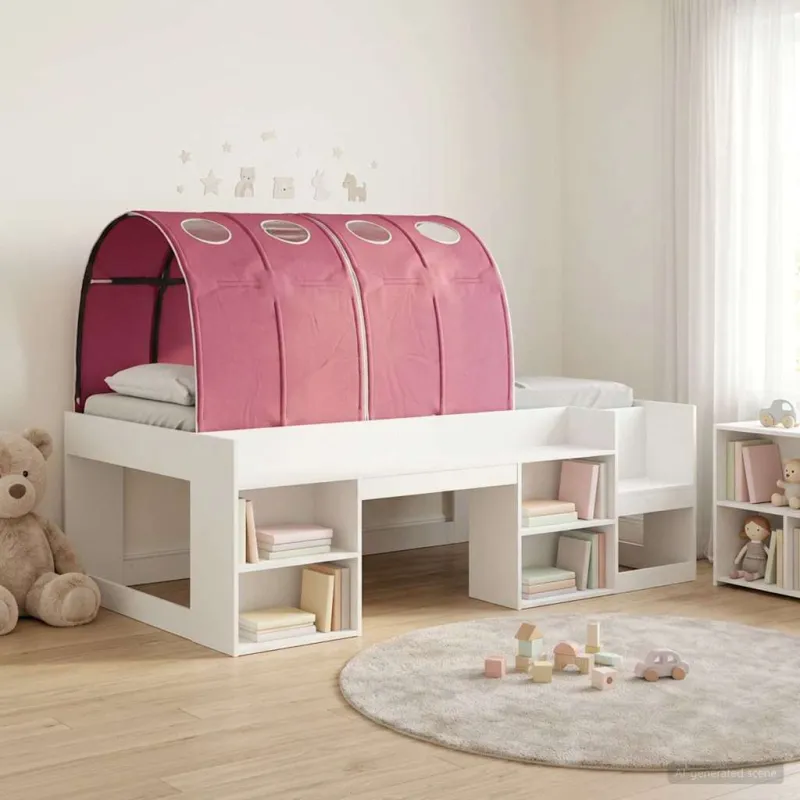 Lovos su Tuneliu 4 pcs Balta ir raudona Apdirbta mediena