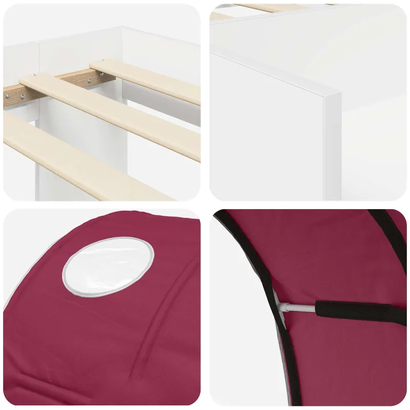 Lovos su Tuneliu 4 pcs Balta ir raudona Apdirbta mediena