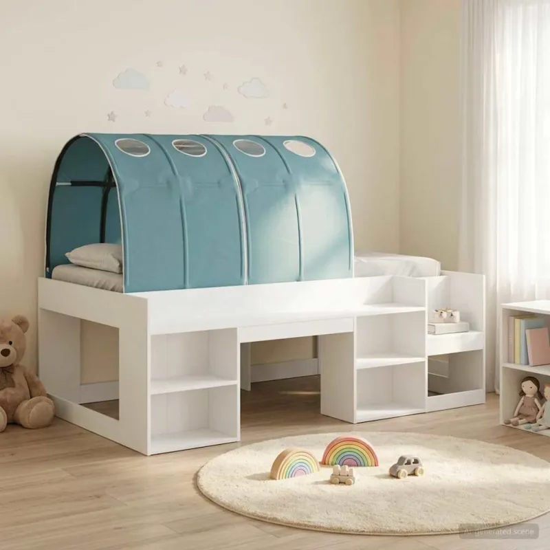 Lovos rėmas su tuneliu 3 pcs Balta ir šviesiai mėlyna