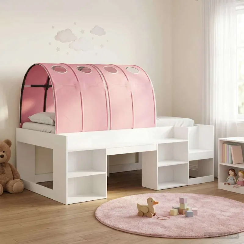 Lovos rėmas su tuneliu 3 pcs Balta ir rožinė Dirbtinė mediena