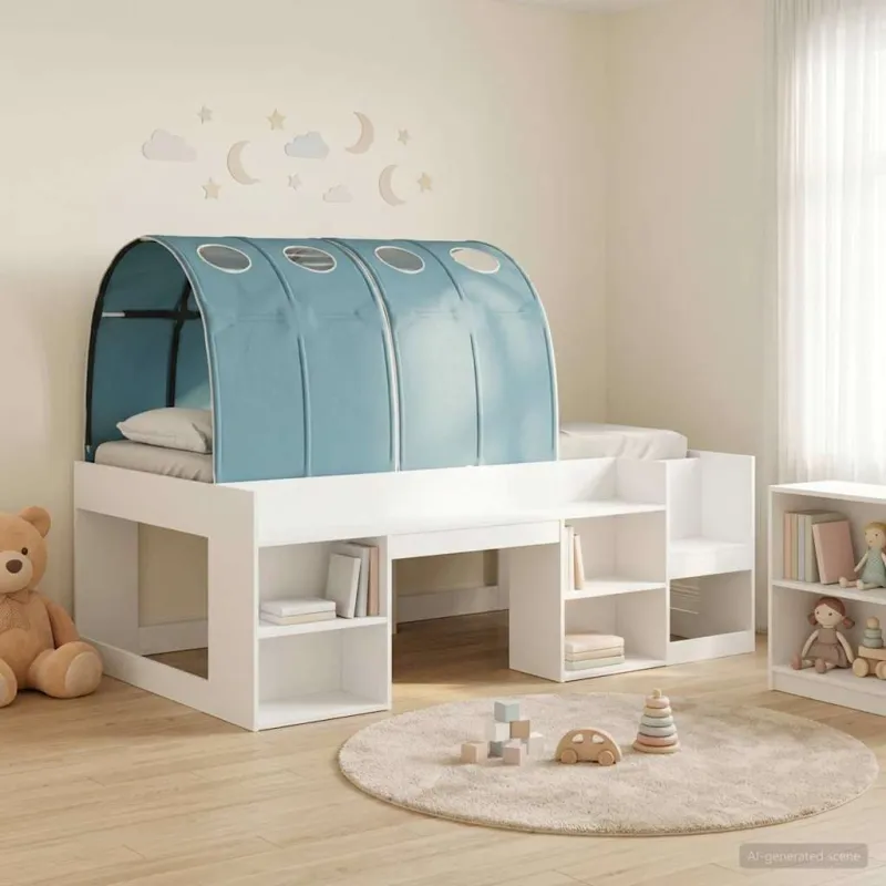 Lovos rėmas su tuneliu 3 pcs Balta ir šviesiai mėlyna