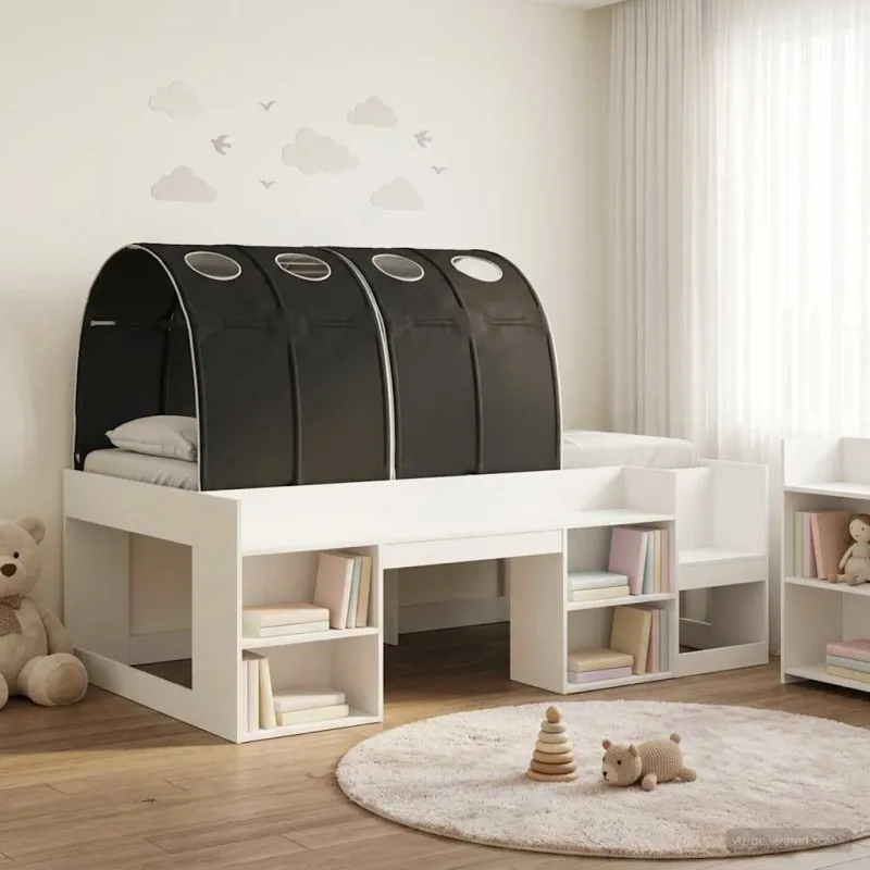 Lovos rėmas su tuneliu 3 pcs Balta ir juoda Apdirbta mediena
