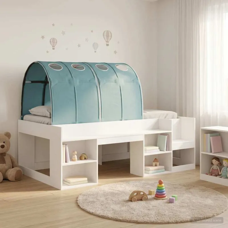 Lovos rėmas su tuneliu 3 pcs Balta ir šviesiai mėlyna