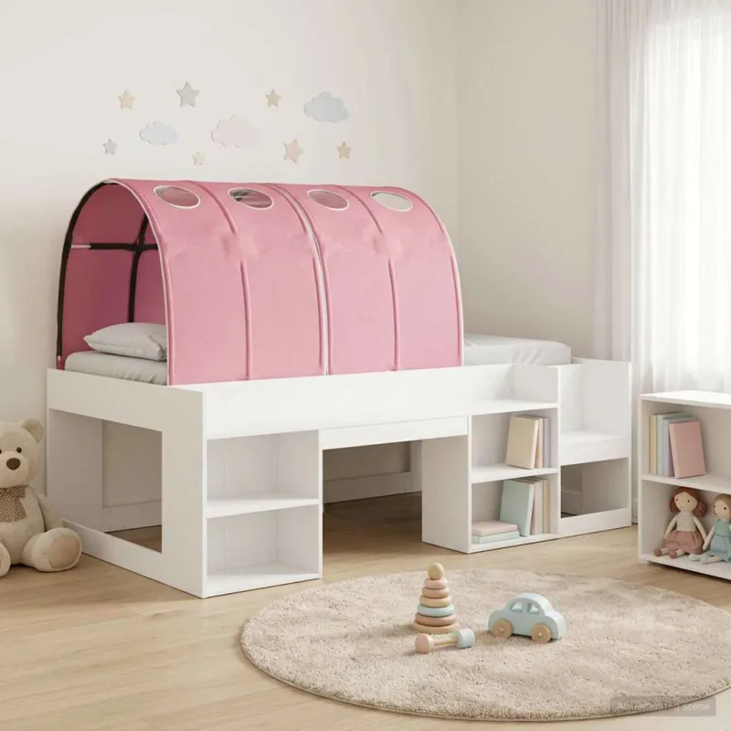 Lovos rėmas su tuneliu 3 pcs Balta ir rožinė Apdirbta mediena