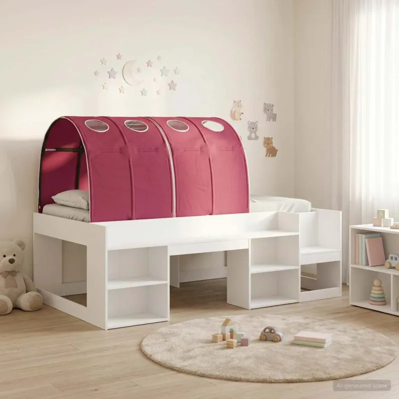Lovos rėmas su tuneliu 3 pcs Balta ir raudona Apdirbta mediena
