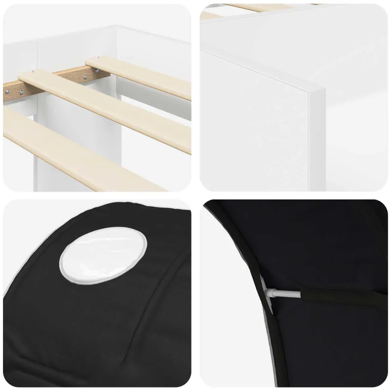 Lovos rėmas su tuneliu 3 pcs Balta ir juoda Apdirbta mediena