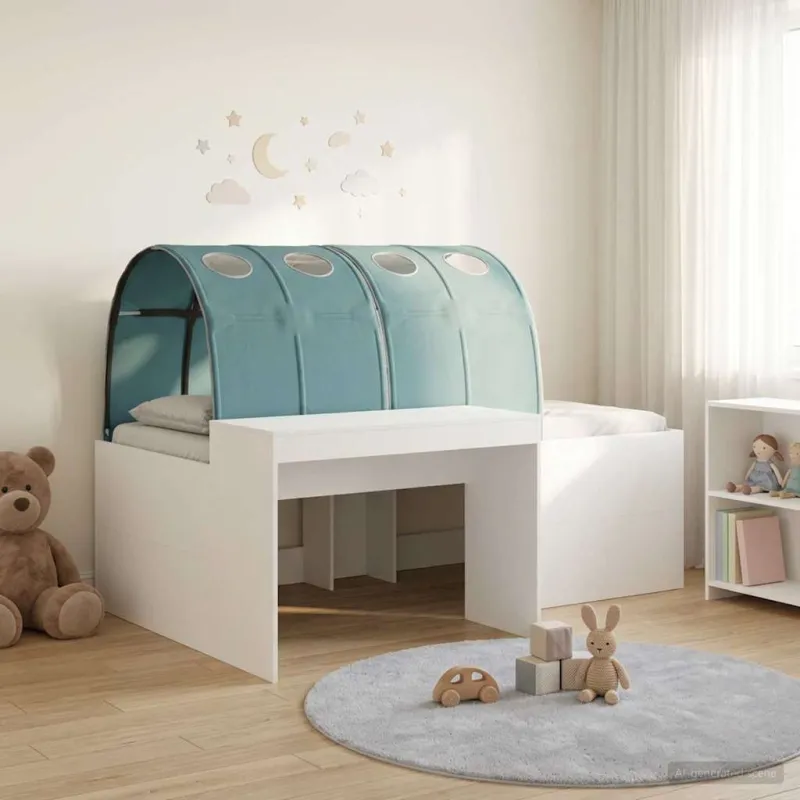 Lovą su tuneliu 4 pcs Artisian ąžuolas ir šviesiai mėlyna