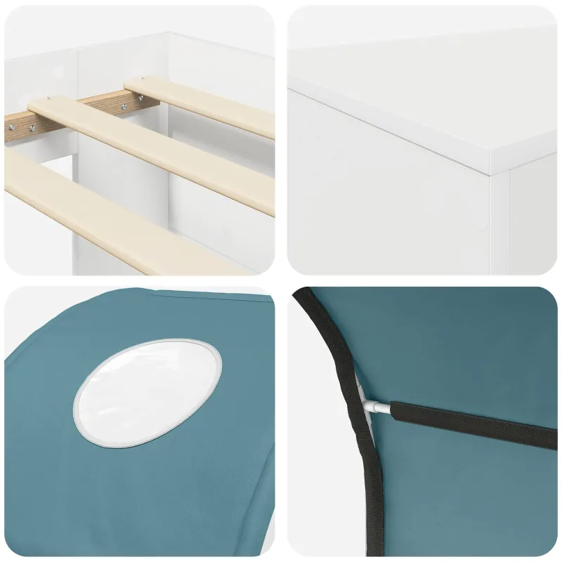 Lovą su tuneliu 4 pcs Artisian ąžuolas ir šviesiai mėlyna