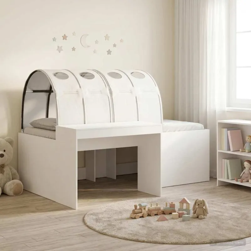 Lovą su tuneliu 4 pcs Artisian ąžuolas ir balta