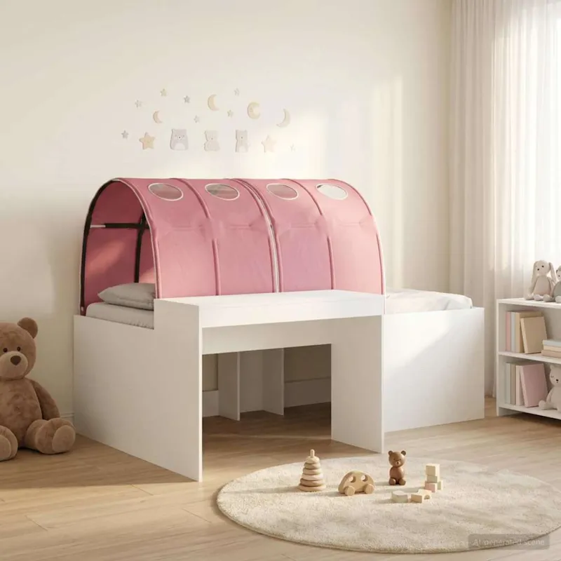 Lovos su Tuneliu 4 pcs Balta ir rožinė Apdirbta mediena