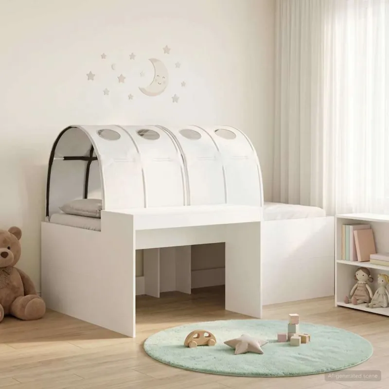 Lovos su Tuneliu 4 pcs Balta Apdirbta mediena