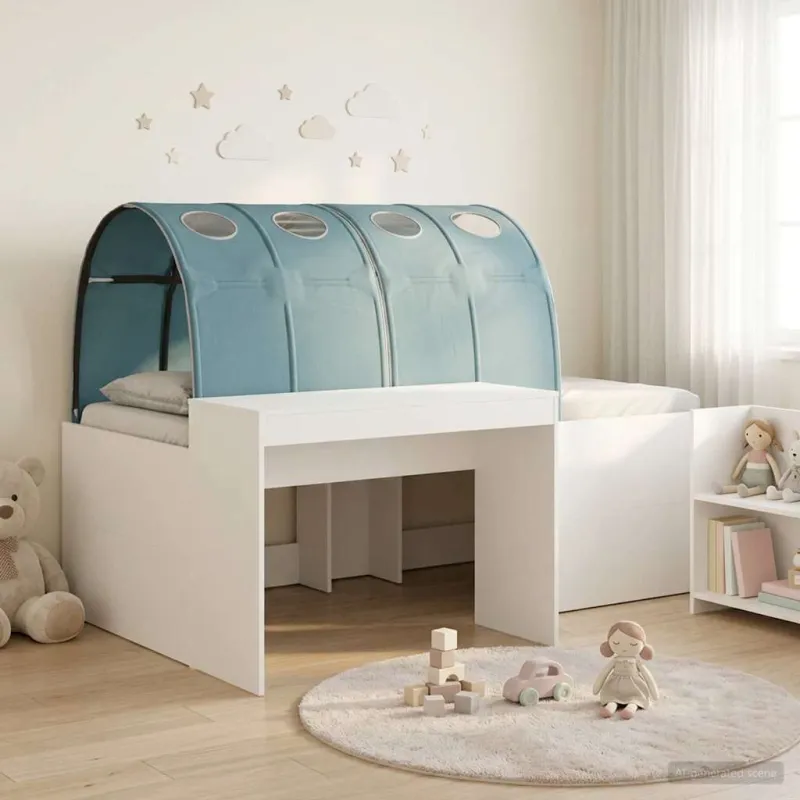 Lovą su tuneliu 4 pcs Artisian ąžuolas ir šviesiai mėlyna
