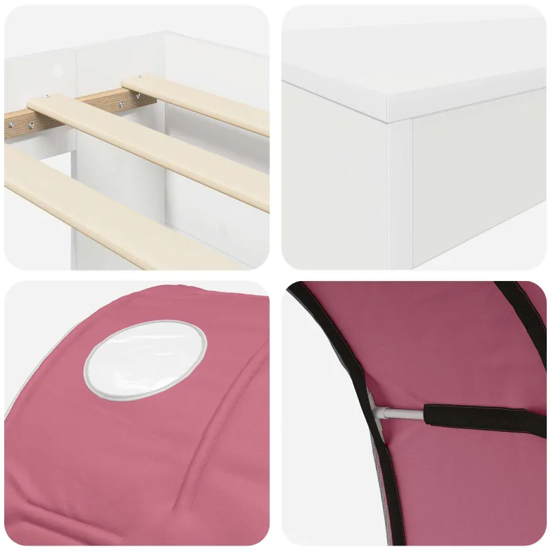 Lovą su tuneliu 4 pcs Artisian ąžuolas ir rožinė