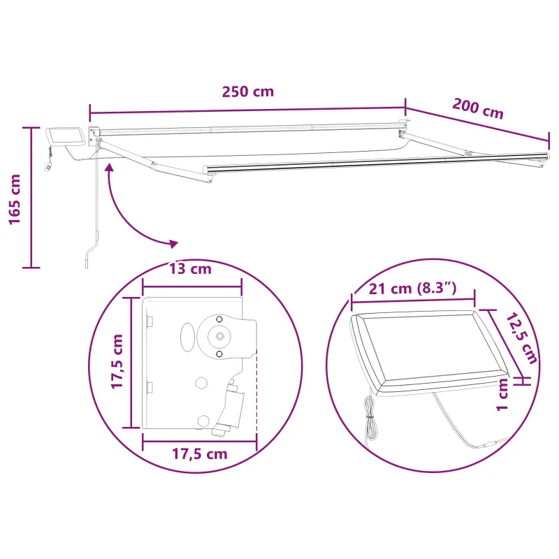 Rankinė ištraukiama markizė su LED Taupe