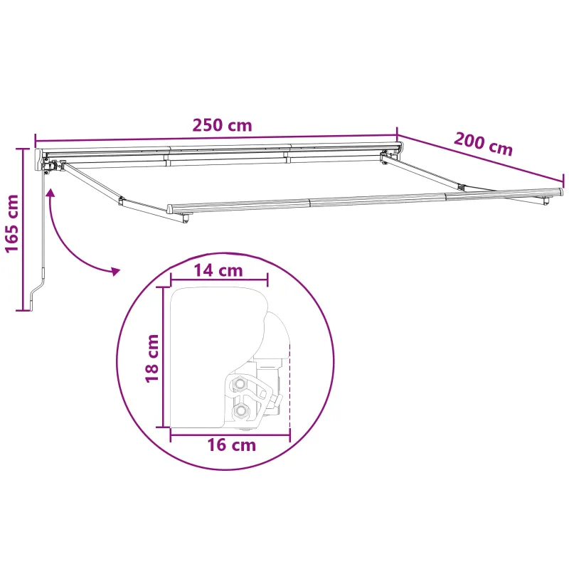 Ištraukiama markizė Taupe 2,5 x 2 m Poliesteris ir aliuminis