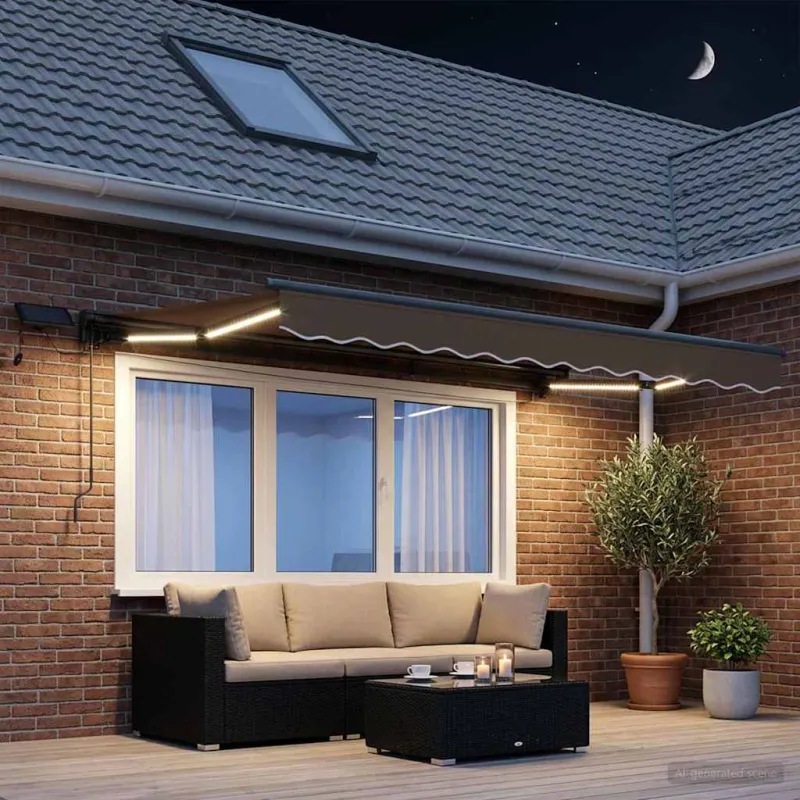 Rankinis markizės rėmas su LED Taupe 2,5 x 2 m