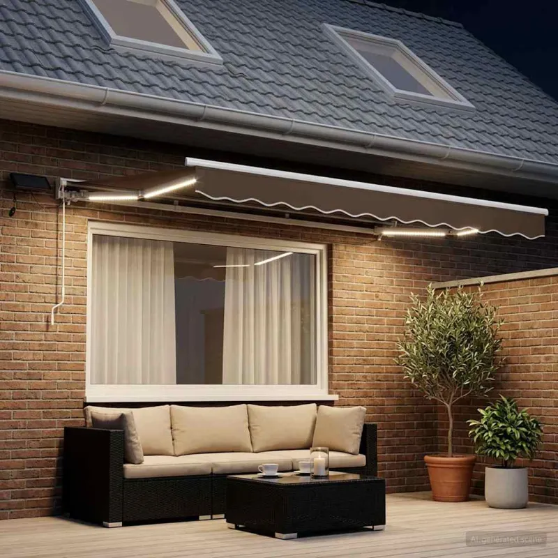 Rankinis markizės rėmas su LED Taupe 3,5 x 2 m