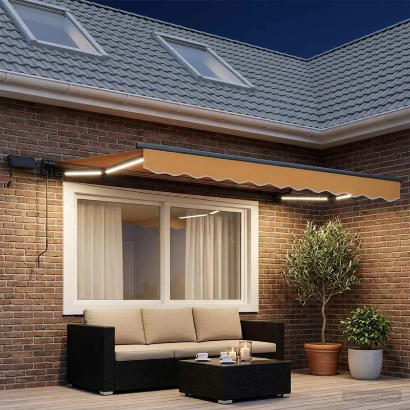 Rankinis markizės rėmas su LED Smėlio 3,5 x 2 m