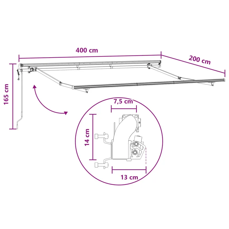 Ištraukiama markizė Smėlio 4 x 2 m audinys