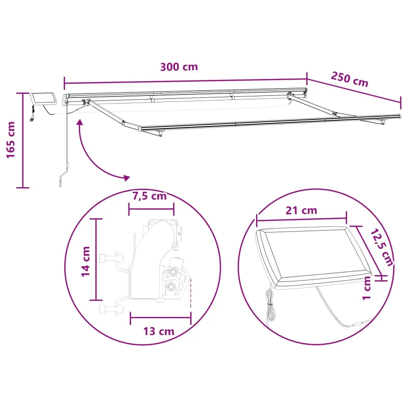 Ištraukiama markizė Taupe 300 x 250 cm Audinys ir aliuminis