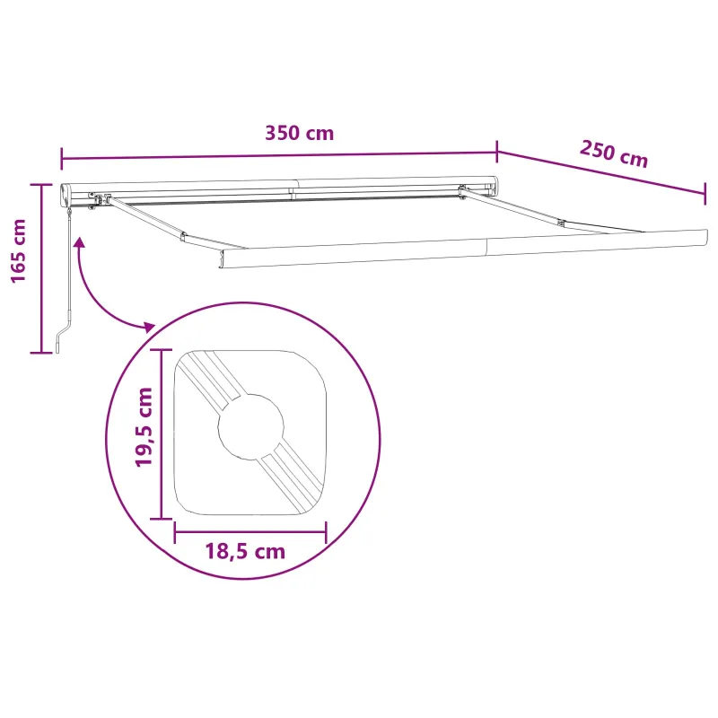 Ištraukiama markizė Taupe 350 x 250 cm Audinys ir aliuminis