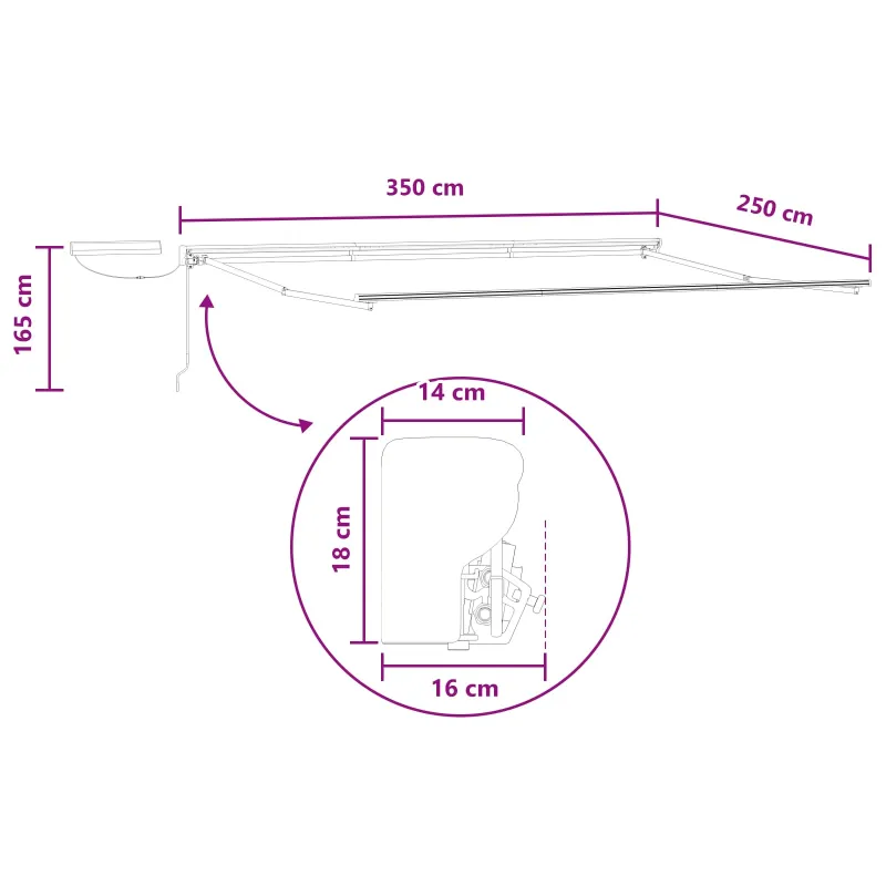 Elektrinė ištraukiama pavėsinė Taupe 3,5 x 2,5 m