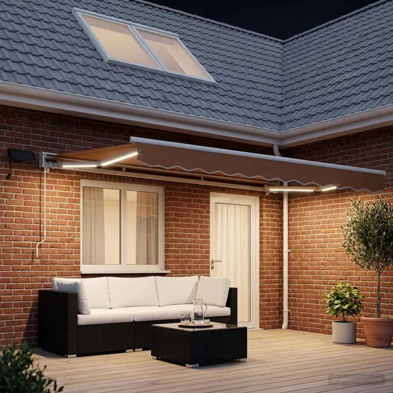 Rankinis markizės rėmas su LED Smėlio 4 × 3 m