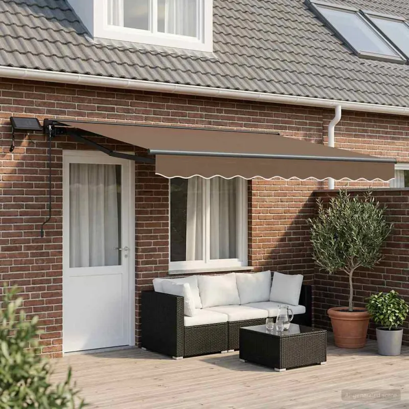 Rankinis markizės rėmas su LED Taupe 4 × 3,5 m