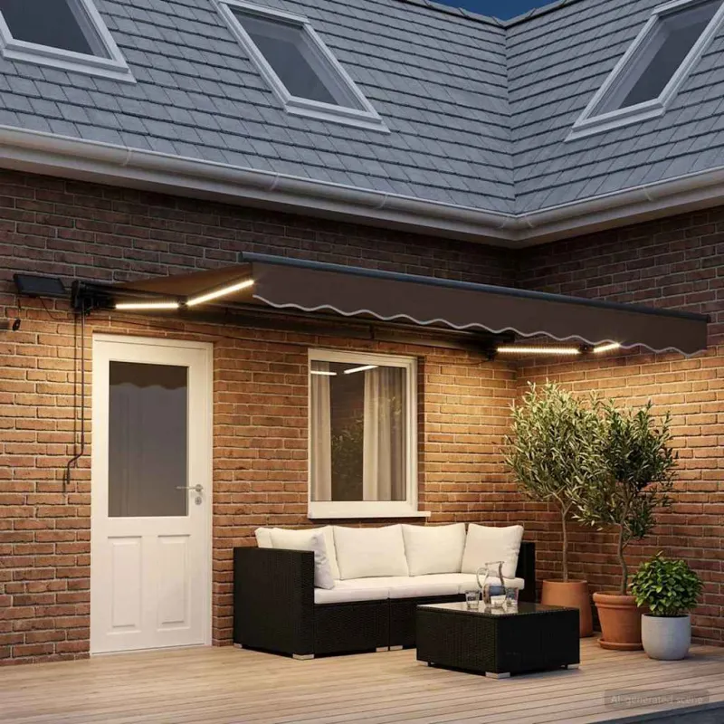 Rankinis markizės rėmas su LED Taupe 4 × 3,5 m