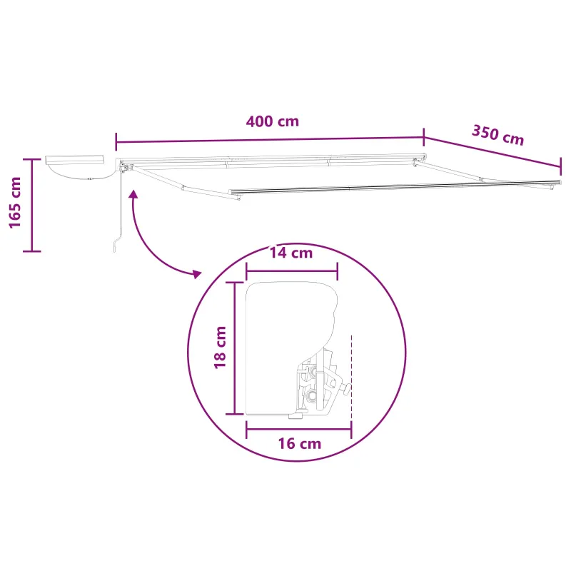 Elektrinė ištraukiama pavėsinė 4 × 3,5 m