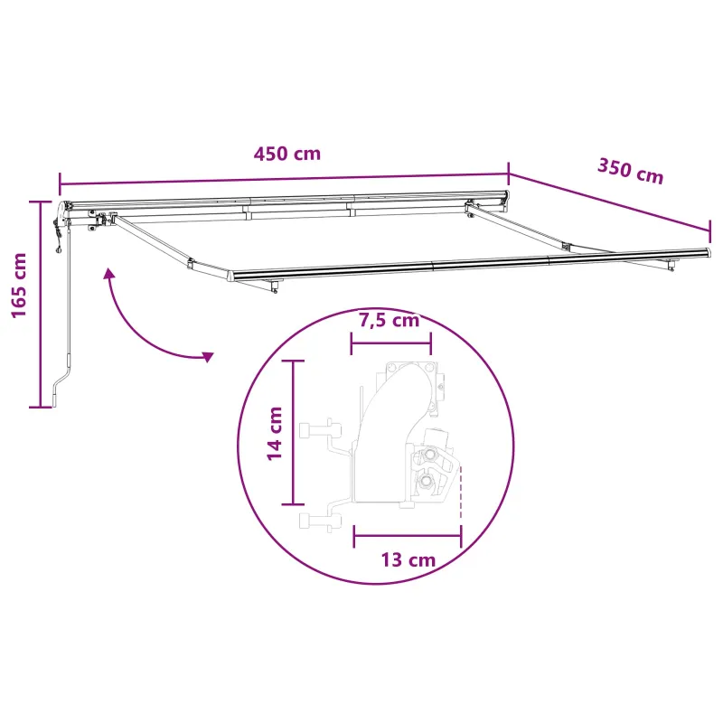 Ištraukiama markizė Smėlio 450 × 350 cm Audinys ir aliuminis