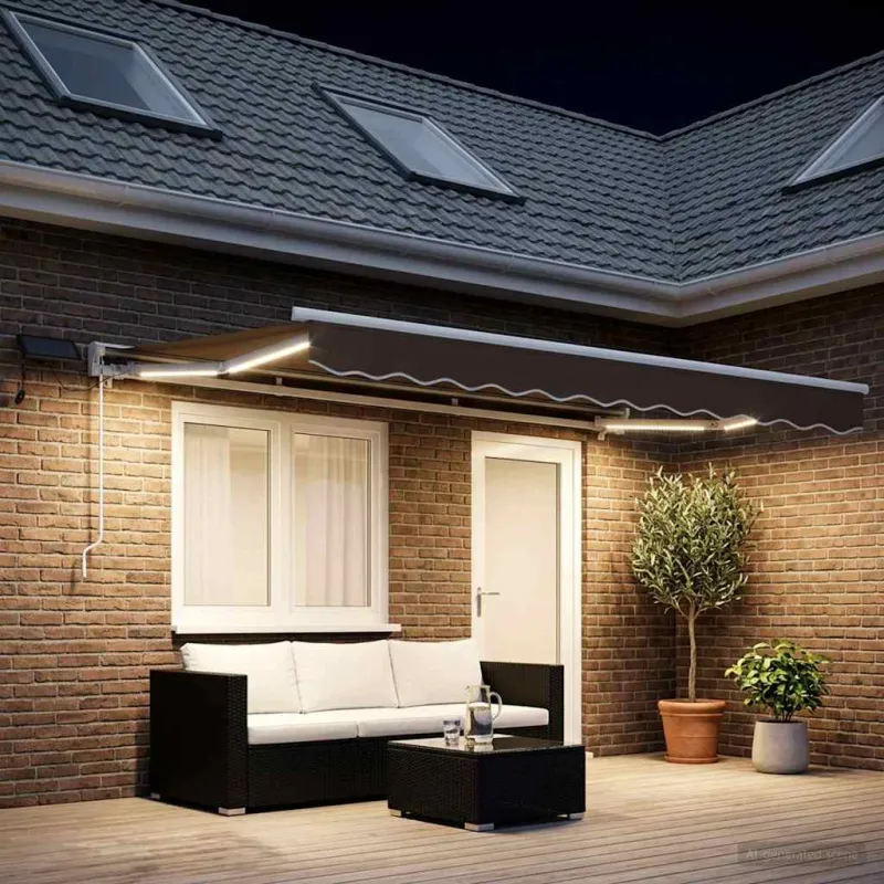 Rankinis markizės rėmas su LED Taupe 4,5 × 3,5 m