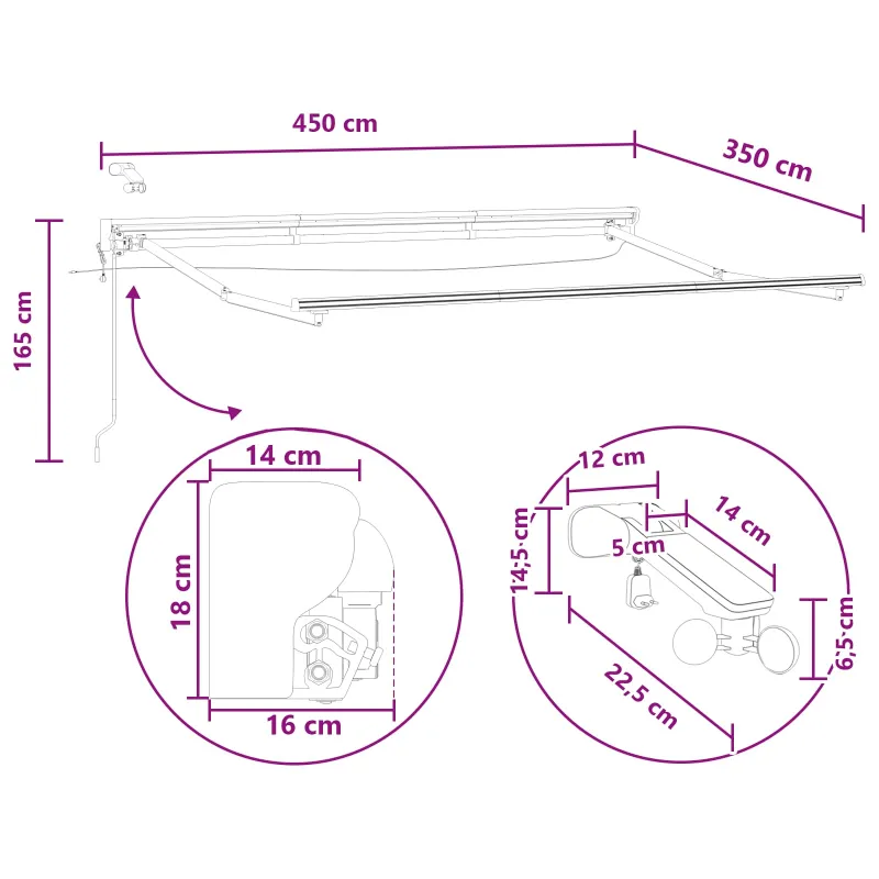 Elektrinė ištraukiama pavėsinė 4,5 × 3,5 m