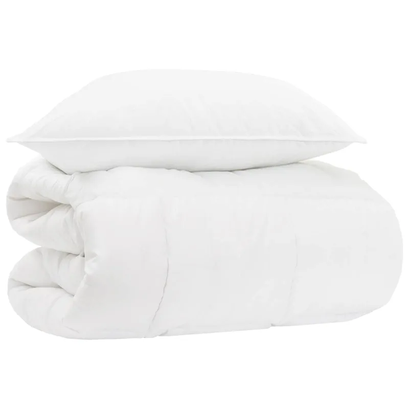 Antklodžių rinkinys su pagalve 2 pcs Balta Bambukas