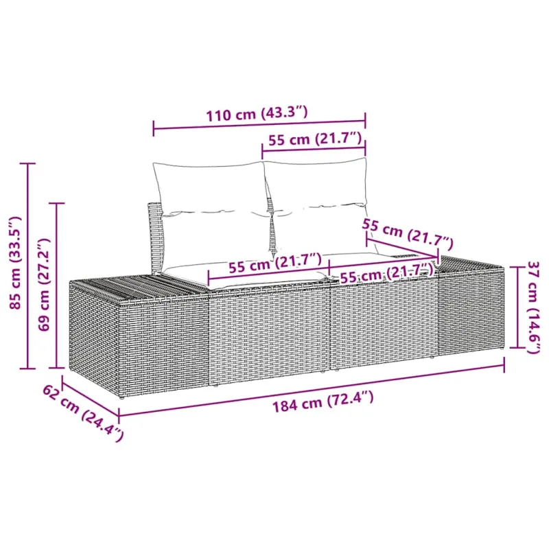 Sodo sohvaryhmä tyynyine 11 osaa, harmaa polyrataani