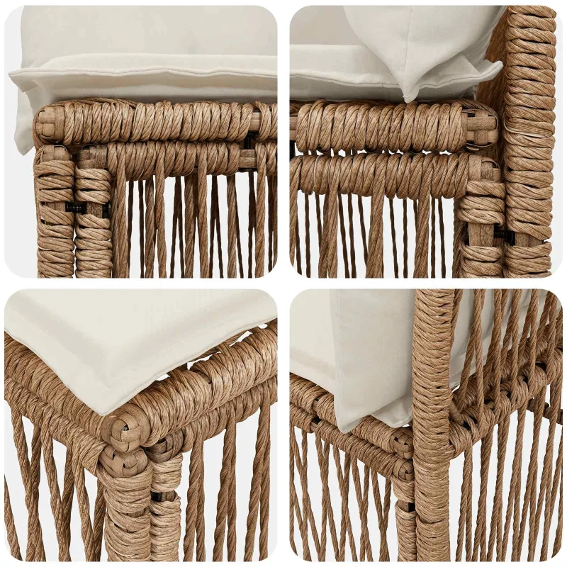 Sodo Sofų Rinkinys 4 pcs Smėlio poliratanas