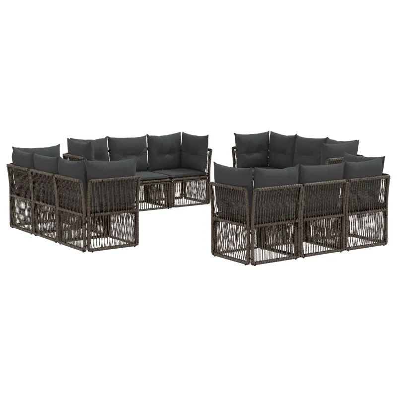 Sodo Sofų Rinkinys 12 pcs Pilka poliratanas