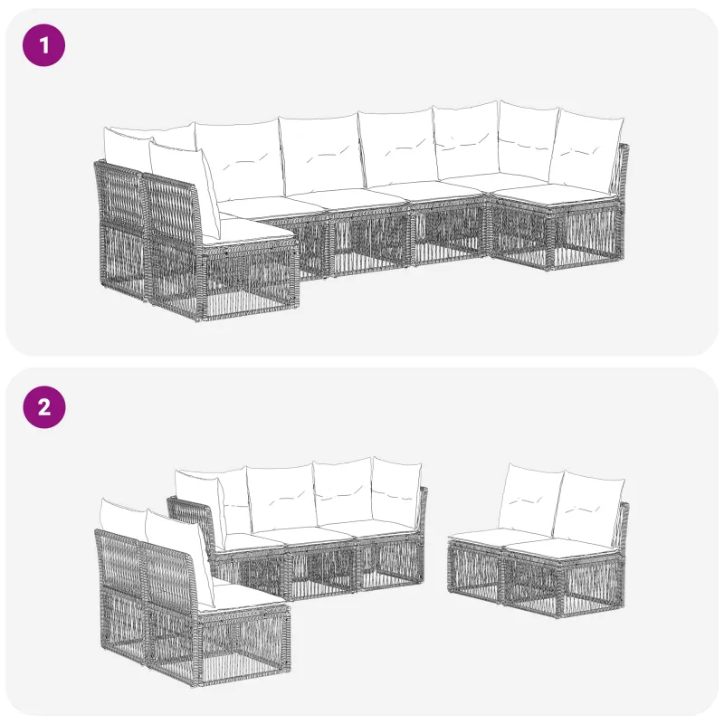 Sodo Sofų Rinkinys 7 pcs Smėlio poliratanas