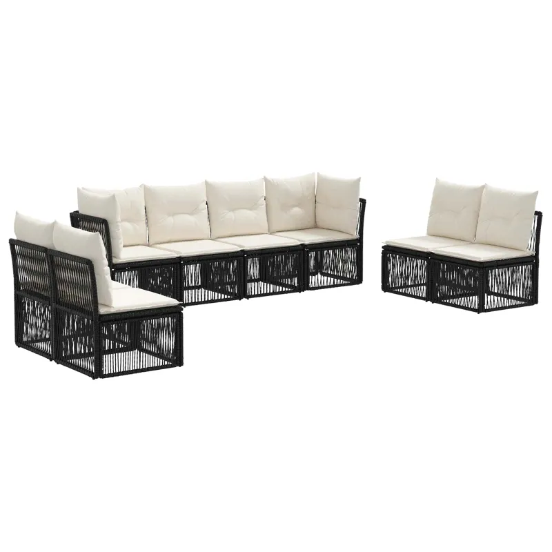 Sodo Sofų Rinkinys 8 pcs Juoda poliratanas