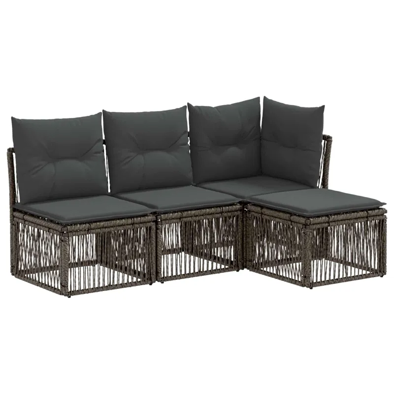 Sodo Sofų Rinkinys 4 pcs Pilka poliratanas