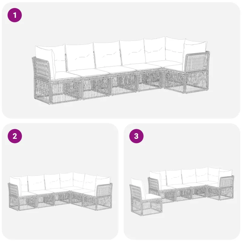 Sodo Sofų Rinkinys 6 pcs Smėlio poliratanas