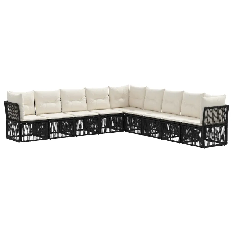 Sodo Sofų Rinkinys 9 pcs Juoda poliratanas